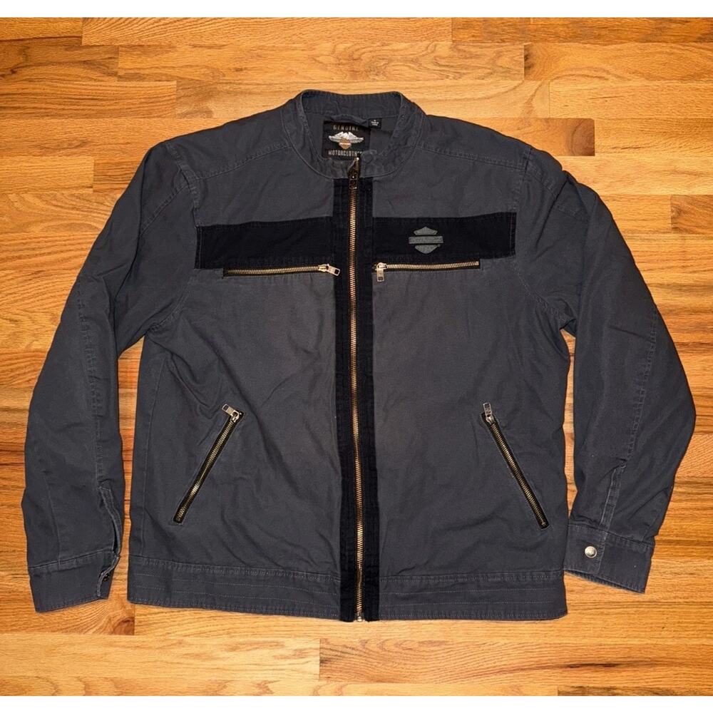 Harley-Davidson Men's Size XL Exposed Zippered Canvas Casual Jacket - Asphalt